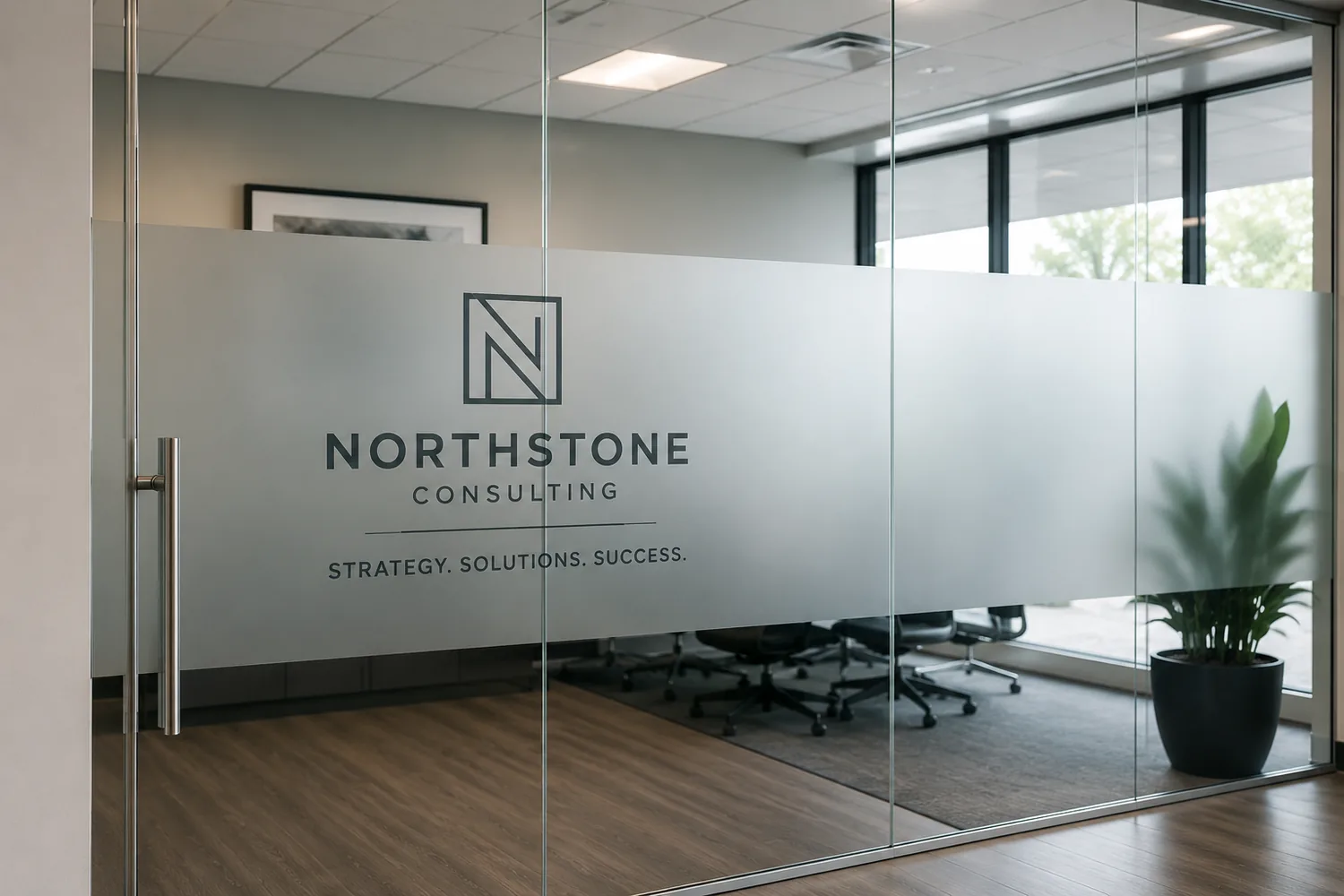 Frosted vinyl window graphics in Concord NC